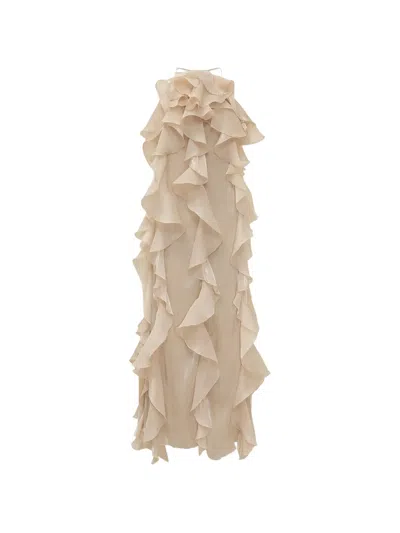 Actualee Ruffled Halter-neck Dress In Neutral