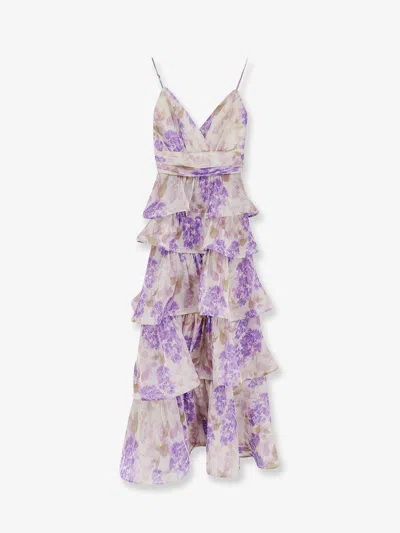 Actualee Ruffled Long Dress In Purple