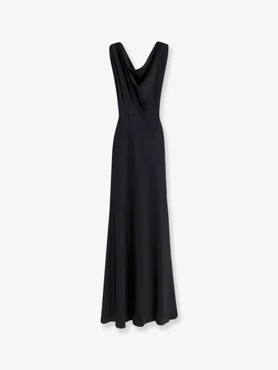 Actualee Satin Long Dress In Black