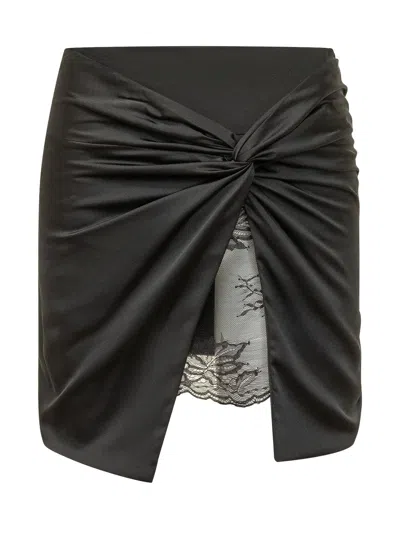 Actualee Satin Mini Skirt In Nero