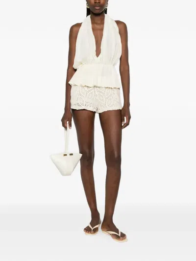 Actualee Sequin-embellished Lace Shorts In White