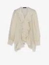 Actualee Ruffled Embroidered-trim Shirt In Multi