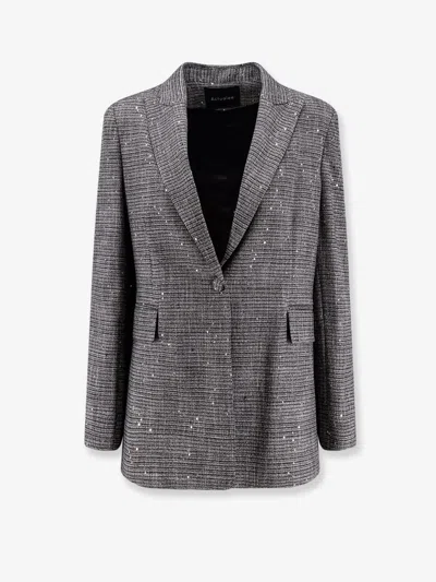 Actualee Tartan Blazer With Sequins And Lurex Profiles In Gray