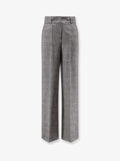 Actualee Tartan Trousers With Lurex And Sequin Trim In Gray