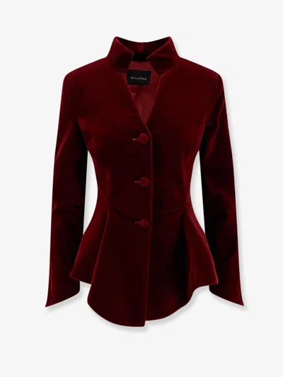 Actualee Velvet Blazer In Red