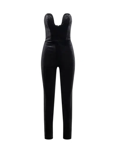 Actualee Velvet Jumpsuit In Black