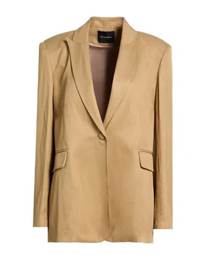 Actualee Woman Blazer Camel Size 8 Viscose, Linen In Gold