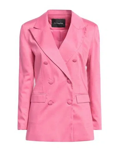 Actualee Woman Blazer Fuchsia Size 10 Viscose, Polyester, Elastane In Pink