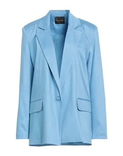 Actualee Woman Blazer Light Blue Size 8 Viscose, Polyester, Elastane