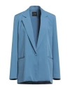 Actualee Woman Blazer Pastel Blue Size 6 Polyester, Elastane
