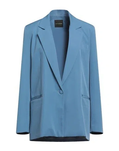 Actualee Woman Blazer Pastel Blue Size 6 Polyester, Elastane