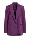 Actualee Woman Blazer Purple Size 6 Polyester, Elastane In Purple