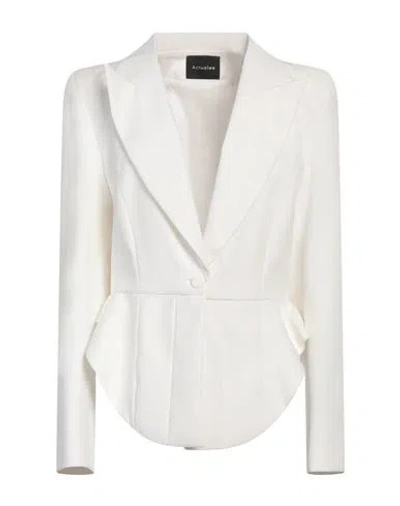 Actualee Woman Blazer White Size 12 Polyester, Elastane