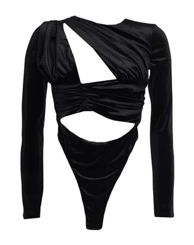 Actualee Woman Bodysuit Black Size 4 Polyester, Elastane