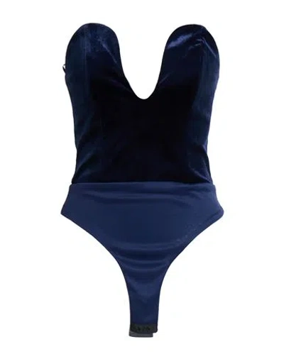 Actualee Woman Bodysuit Midnight Blue Size 6 Polyester, Elastane