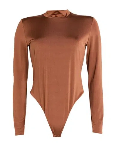 Actualee Woman Bodysuit Tan Size 8 Polyester, Elastane In Brown