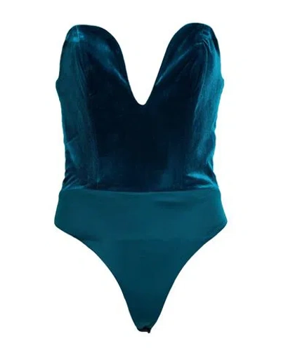 Actualee Woman Bodysuit Turquoise Size 6 Polyester, Elastane In Blue