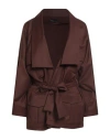 Actualee Woman Jacket Chocolate Brown Size 6 Polyester, Rayon, Elastane