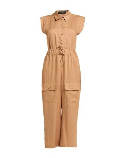 Actualee Woman Jumpsuit Camel Size 8 Linen In Beige