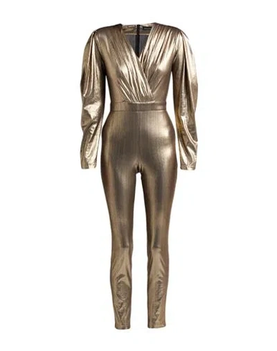Actualee Woman Jumpsuit Gold Size 6 Polyester, Elastane