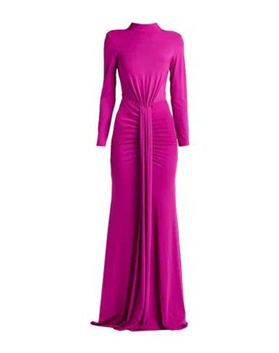 Actualee Woman Maxi Dress Magenta Size 8 Cotton, Elastane In Multi