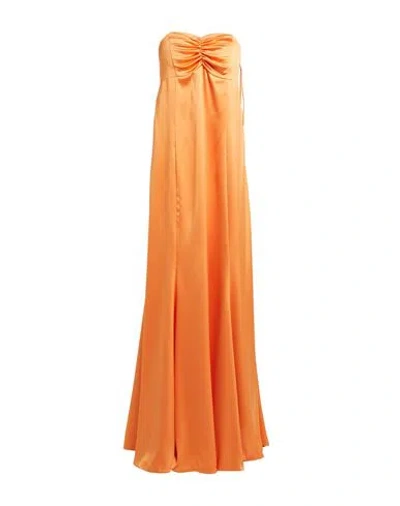 Actualee Woman Maxi Dress Orange Size 6 Polyester