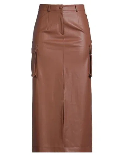 Actualee Woman Maxi Skirt Brown Size 10 Polyurethane