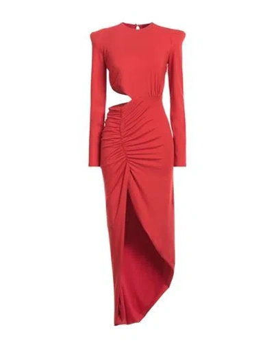 Actualee Woman Midi Dress Red Size 10 Cotton, Elastane