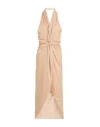 Actualee Woman Midi Dress Sand Size 8 Polyamide, Metal In Brown