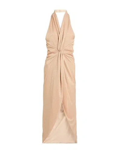 Actualee Woman Midi Dress Sand Size 8 Polyamide, Metal In Brown