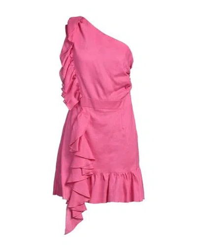 Actualee Woman Mini Dress Fuchsia Size 6 Linen In Pink