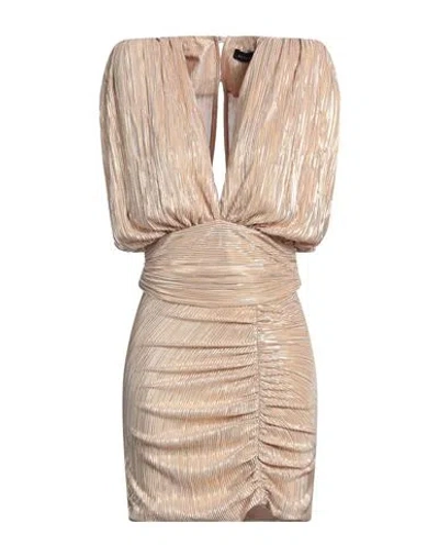 Actualee Woman Mini Dress Gold Size 8 Polyester, Nylon