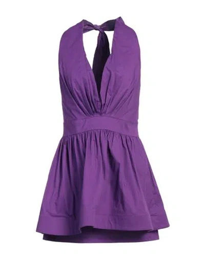Actualee Woman Mini Dress Plum Size 10 Cotton, Elastane In Purple