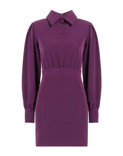 Actualee Woman Mini Dress Plum Size 10 Polyester, Elastane