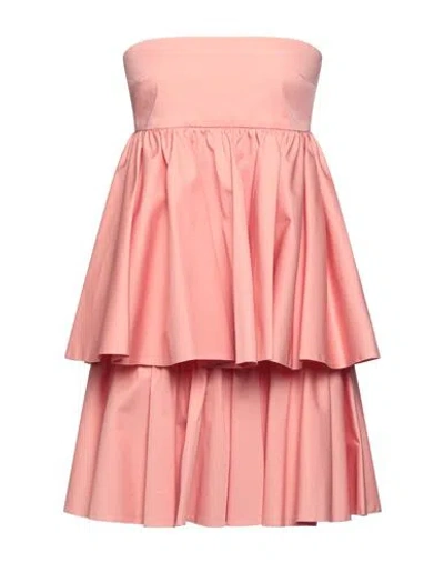 Actualee Woman Mini Dress Salmon Pink Size 8 Cotton, Elastane