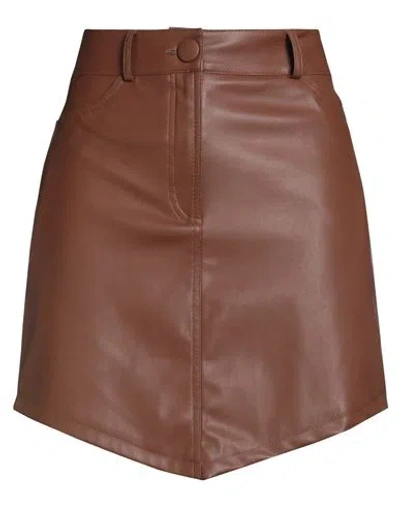 Actualee Woman Mini Skirt Tan Size 6 Polyurethane In Brown