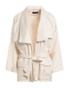 Actualee Woman Overcoat & Trench Coat Ivory Size 6 Polyester, Rayon, Elastane In White