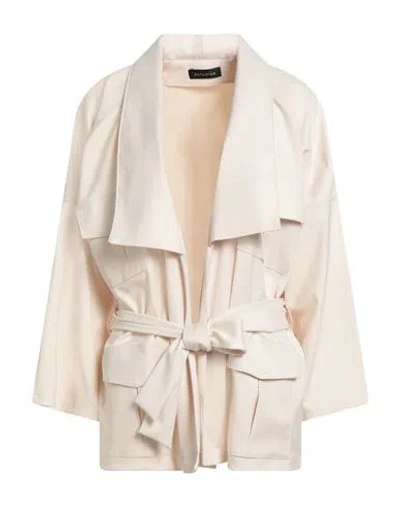 Actualee Woman Overcoat & Trench Coat Ivory Size 6 Polyester, Rayon, Elastane In White