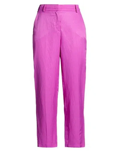 Actualee Woman Pants Mauve Size 10 Viscose, Linen In Purple