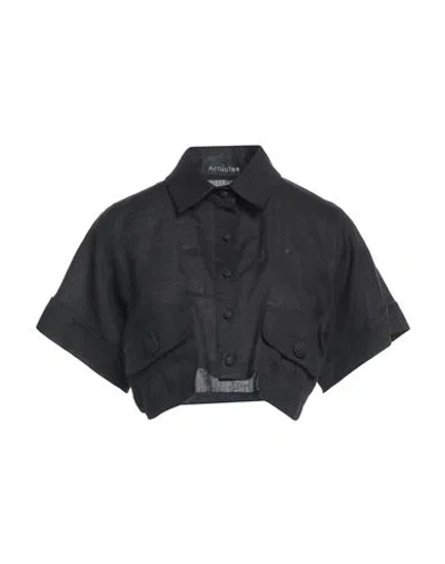Actualee Woman Shirt Black Size 10 Linen