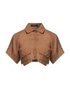 Actualee Woman Shirt Camel Size 6 Linen In Brown