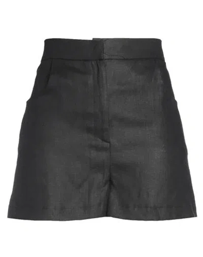 Actualee Woman Shorts & Bermuda Shorts Black Size 8 Linen