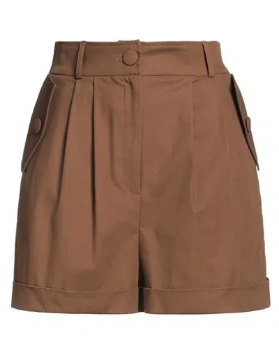 Actualee Woman Shorts & Bermuda Shorts Brown Size 10 Cotton, Elastane