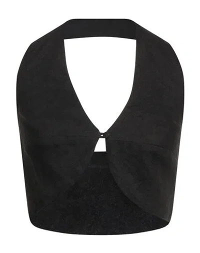 Actualee Woman Tailored Vest Black Size 6 Linen
