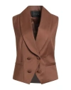 Actualee Woman Tailored Vest Brown Size 8 Polyester, Rayon, Elastane In Brown