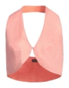 Actualee Woman Tailored Vest Salmon Pink Size 10 Linen