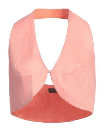 Actualee Woman Tailored Vest Salmon Pink Size 10 Linen