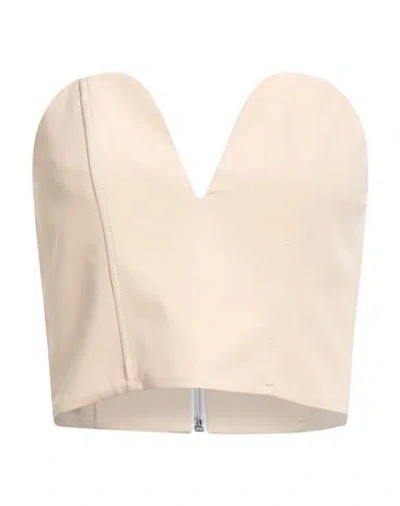 Actualee Woman Top Beige Size 10 Polyester, Elastane In Metallic