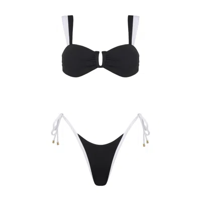Acuarela Brand Women's Black / White Royale U Bikini Set - Tie Side In Multi