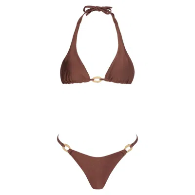 Acuarela Brand Women's Brown Capri Halter Bikini Halter - Cappuccino